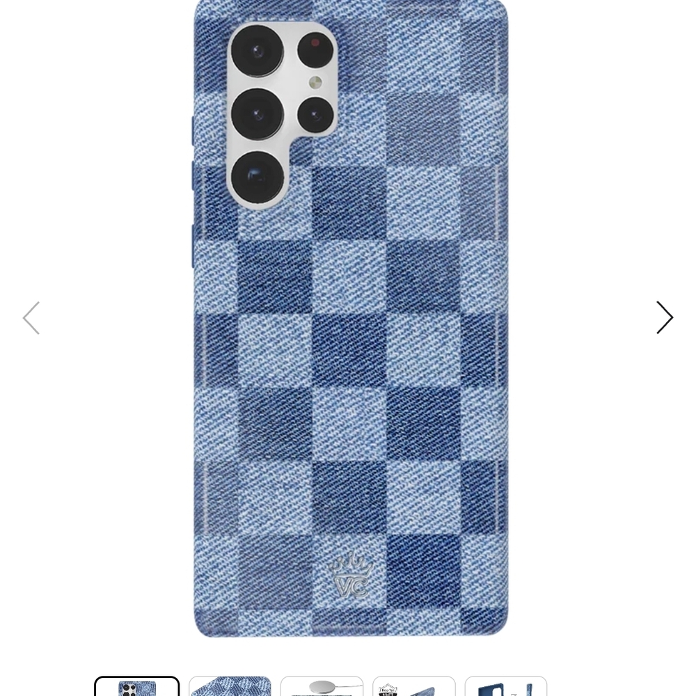 Velvet Caviar Denim Blue Checkered Phone Case Samsung S23 Ultra